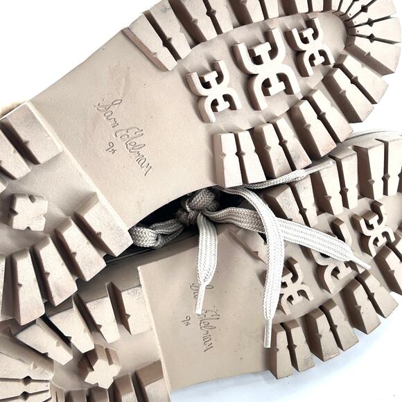 Sam Edelman Kyler 2 Lace Up Combat Boots 9.5 NWOT Tan Suede Fur Ankle Bootie Lug - Picture 11 of 11